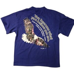 Human vs Eagle graphic tee blue